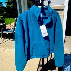 Half zip fleece jacket (teal), Fabletics. New with Tags!